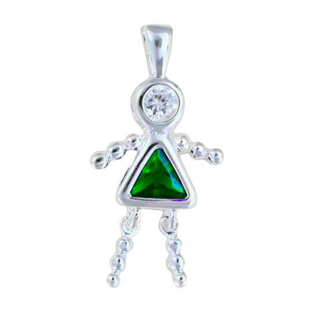 Sterling Silver Girls .8mm May Simulated Birthstone Girl Baby Pendant Necklace Sterling Silver Girls .8mm May Simulated Birthstone Girl Baby Pendant Necklace